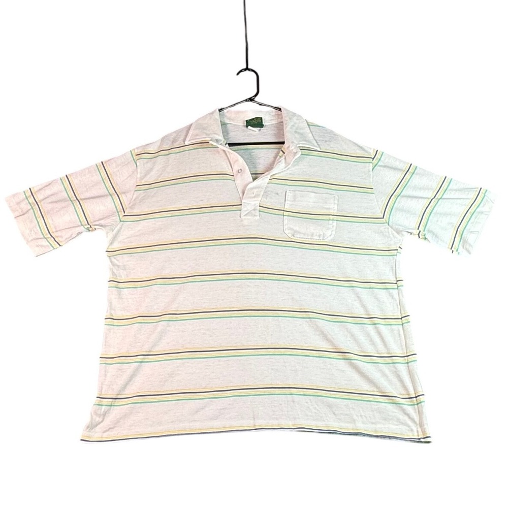 VTG Chip Beck Striped‎ Golf Polo Shirt Short Sleeve Pocket Casual Men's XXL